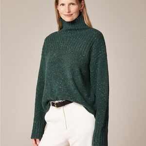 J. Crew Women's Ribbed Turtleneck Sweater Donegal Wool Blend Forrest Sprinkle L